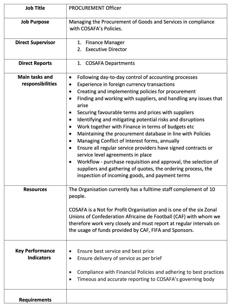 We are hiring! Procurement Officer – Johannesburg, South Africa ...